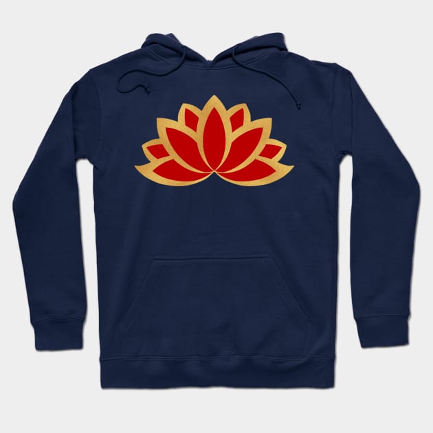 Red and gold lotus design , Traditional lotus Hoodie by HariniArts